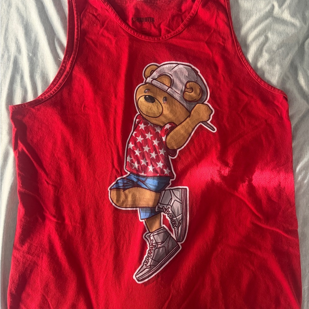 Zanerobe Red Graphic Tank Top XL Streetwear Bear Print